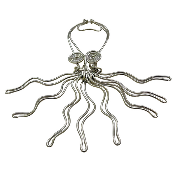 Octopus Aluminum Wire Sculpture Wall Hanging Devin Mack Drawn Metal Studios Art - Picture 2 of 5